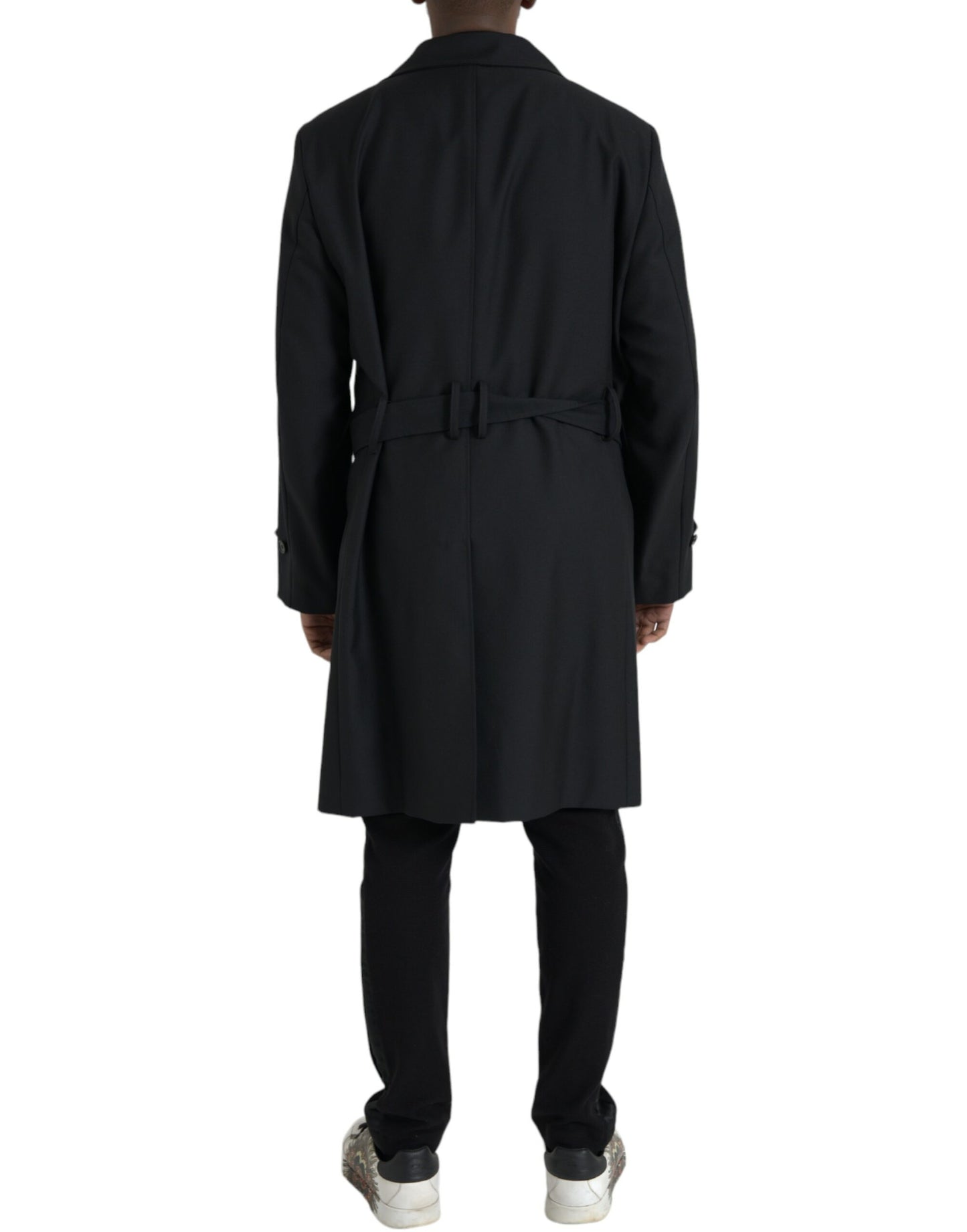 Chaqueta gabardina negra cruzada