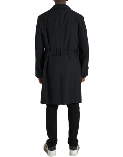 Chaqueta gabardina negra cruzada