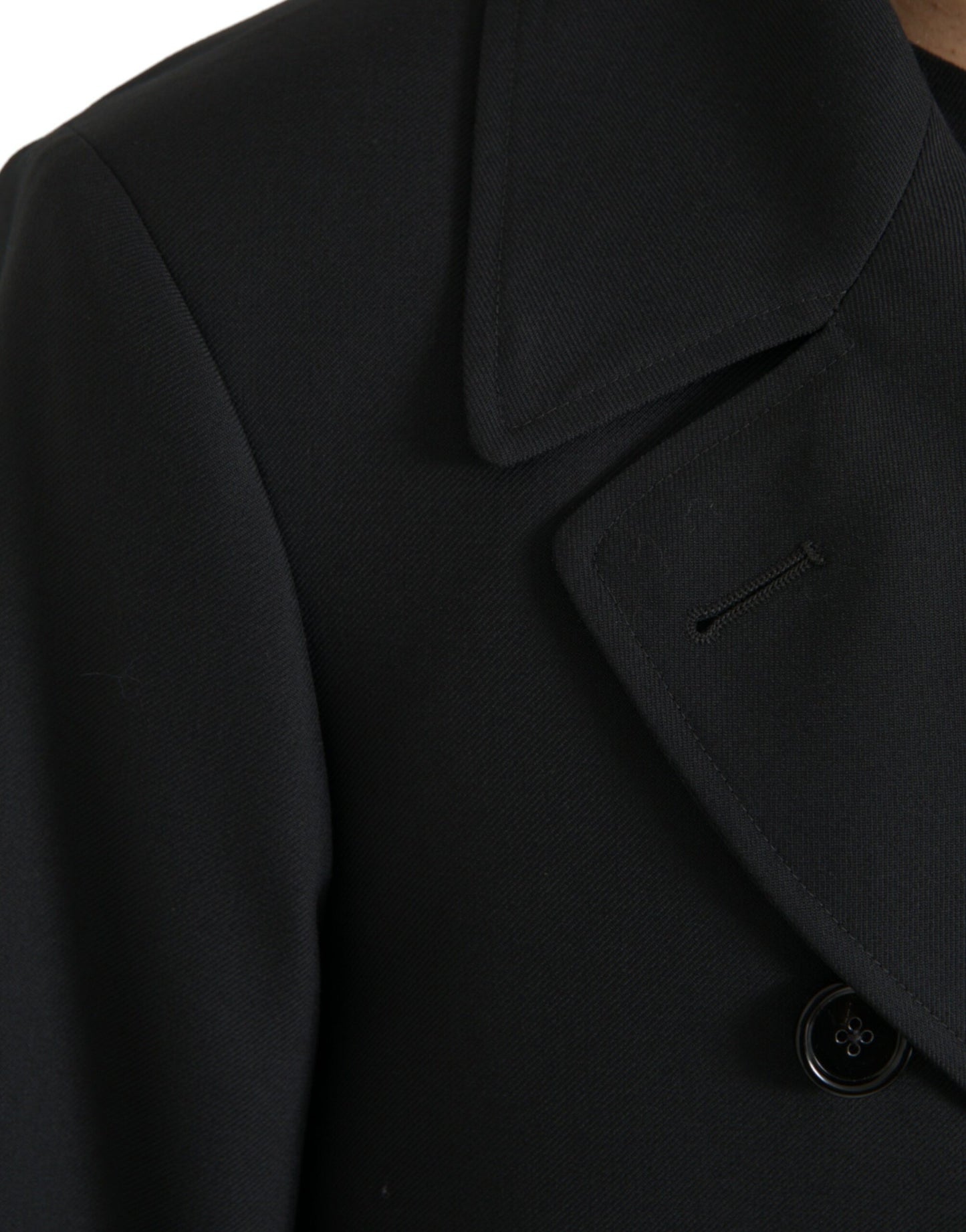 Chaqueta gabardina negra cruzada