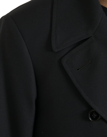 Chaqueta gabardina negra cruzada