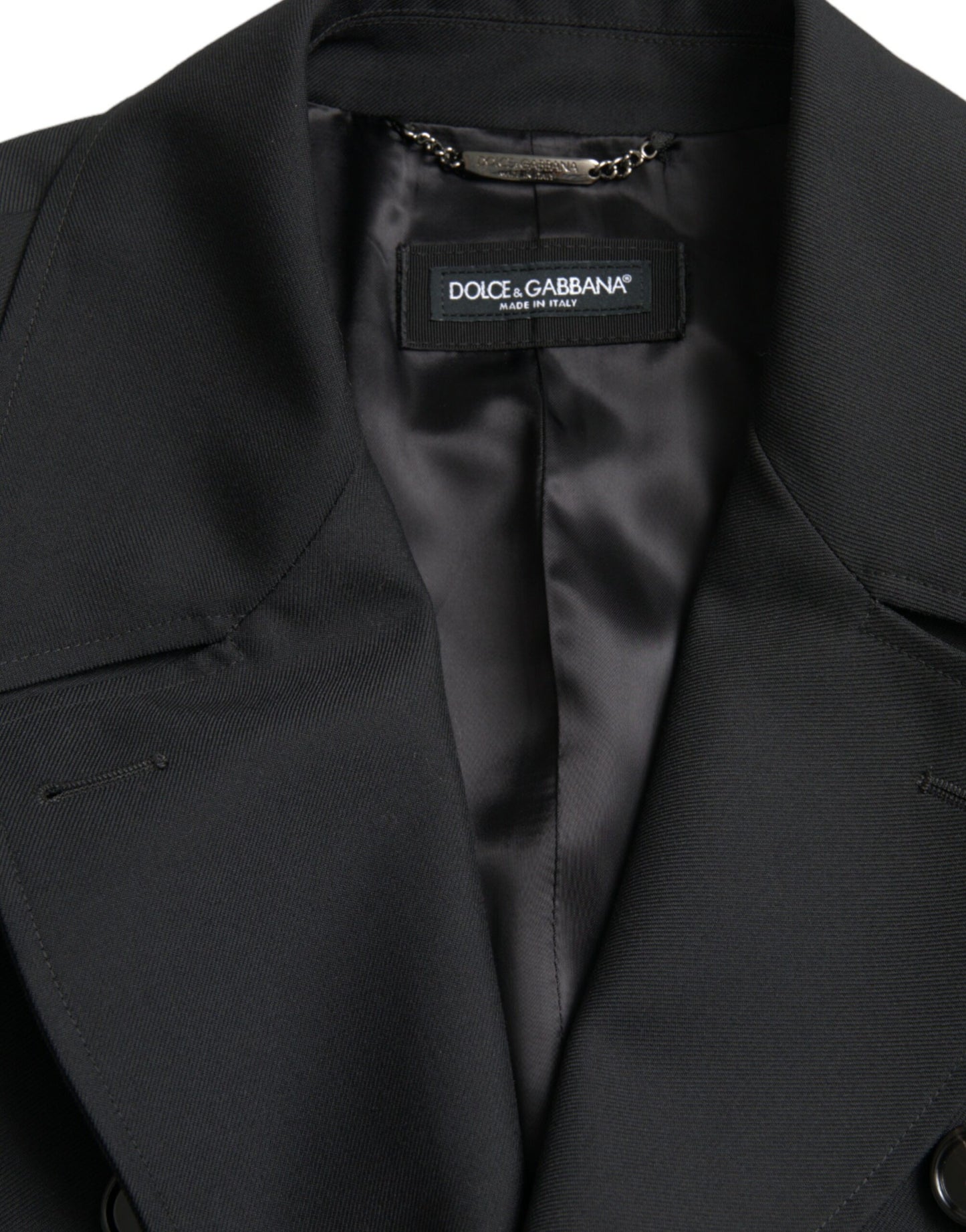 Chaqueta gabardina negra cruzada