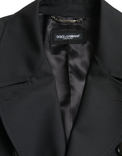 Chaqueta gabardina negra cruzada