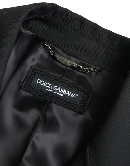 Chaqueta gabardina negra cruzada