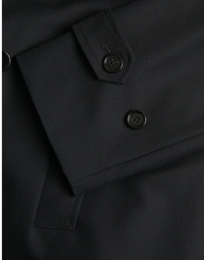 Chaqueta gabardina negra cruzada