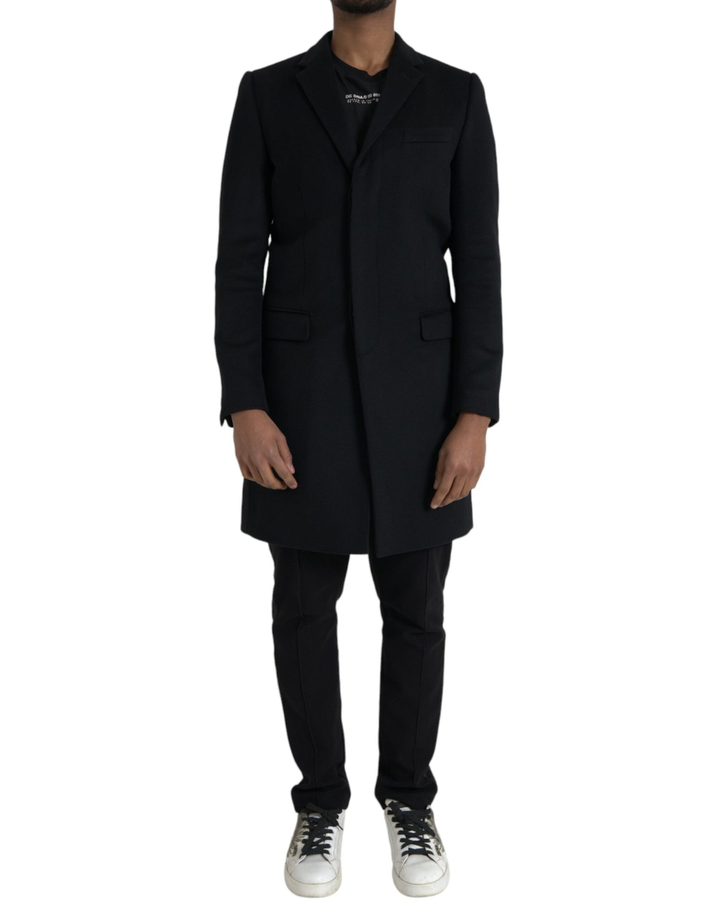 Chaqueta gabardina negra de un solo pecho