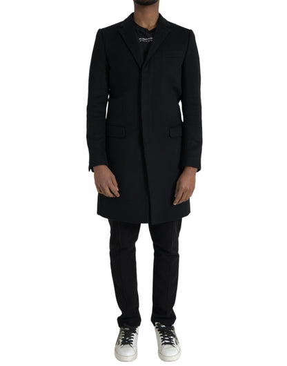 Chaqueta gabardina negra de un solo pecho
