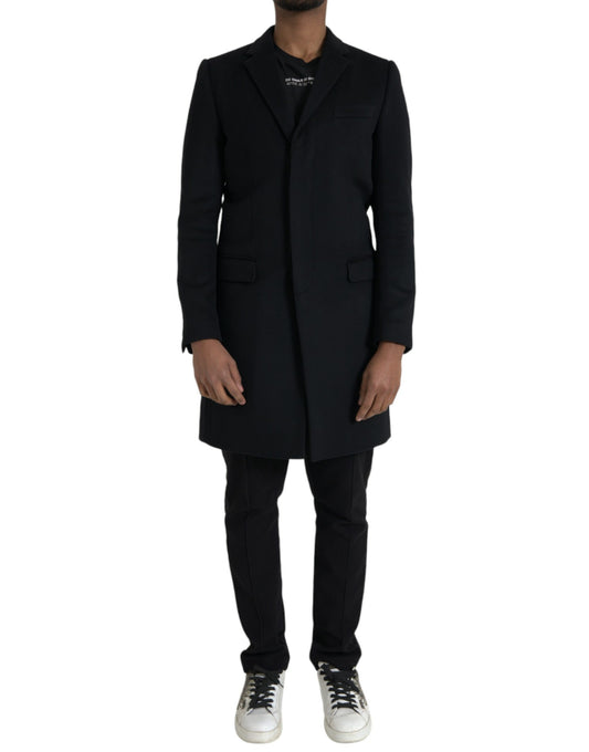 Chaqueta gabardina negra de un solo pecho
