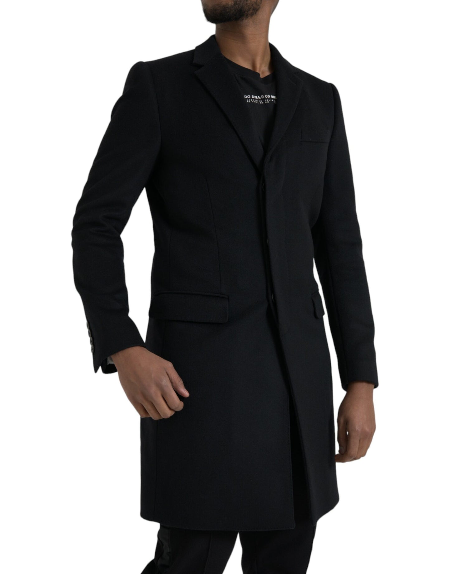 Chaqueta gabardina negra de un solo pecho