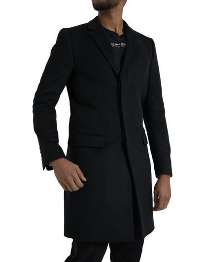 Chaqueta gabardina negra de un solo pecho