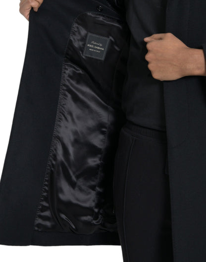 Chaqueta gabardina negra de un solo pecho