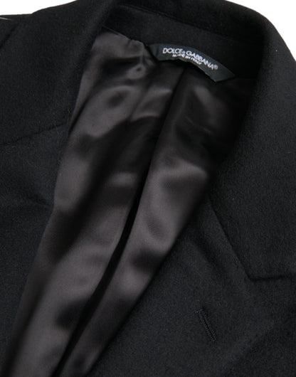 Chaqueta gabardina negra de un solo pecho