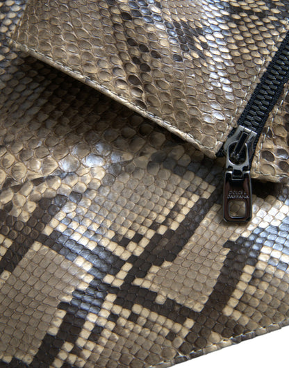 Chaqueta motera de cuero exótico beige