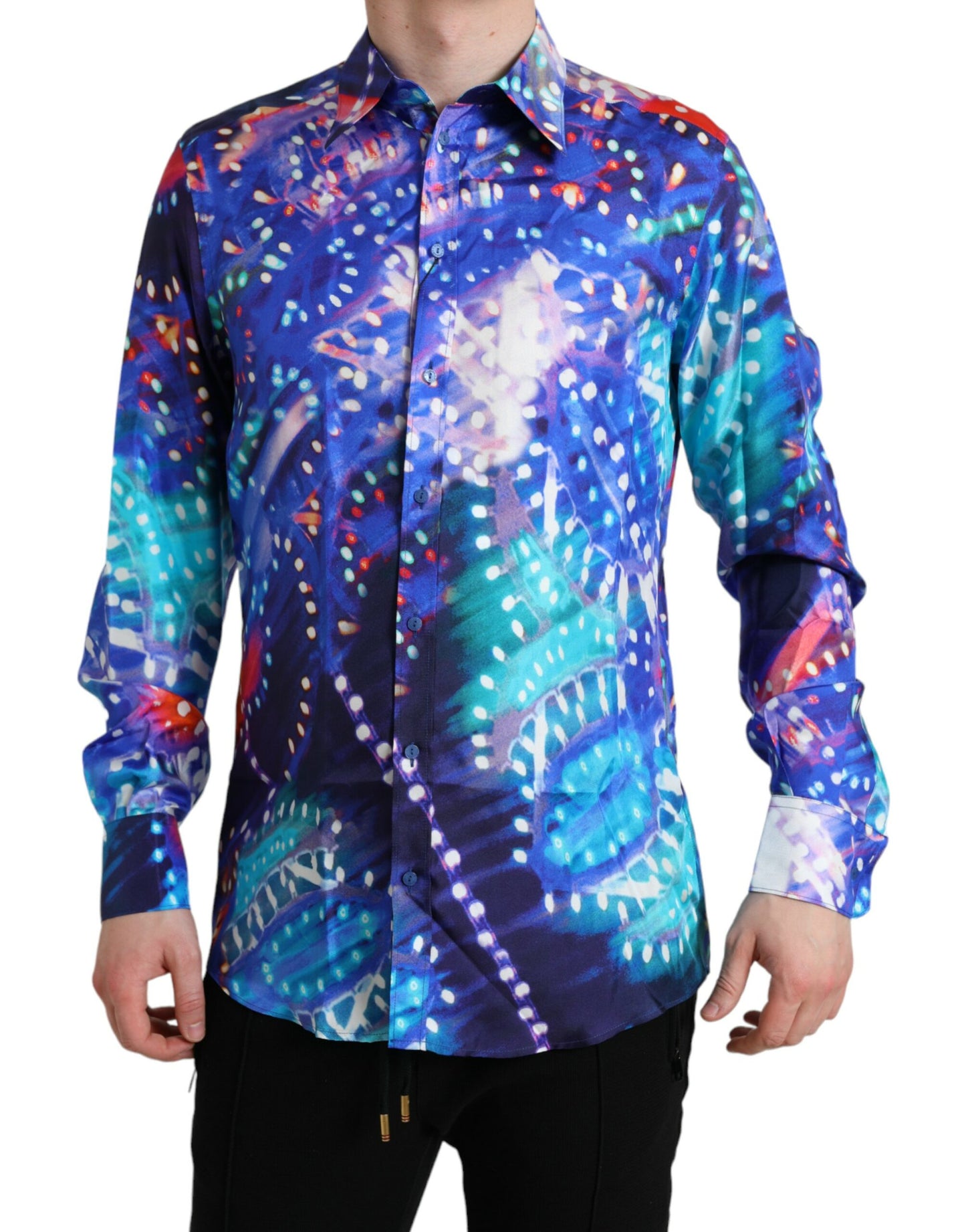 Camisa MARTINI ajustada de seda Luminarie morada