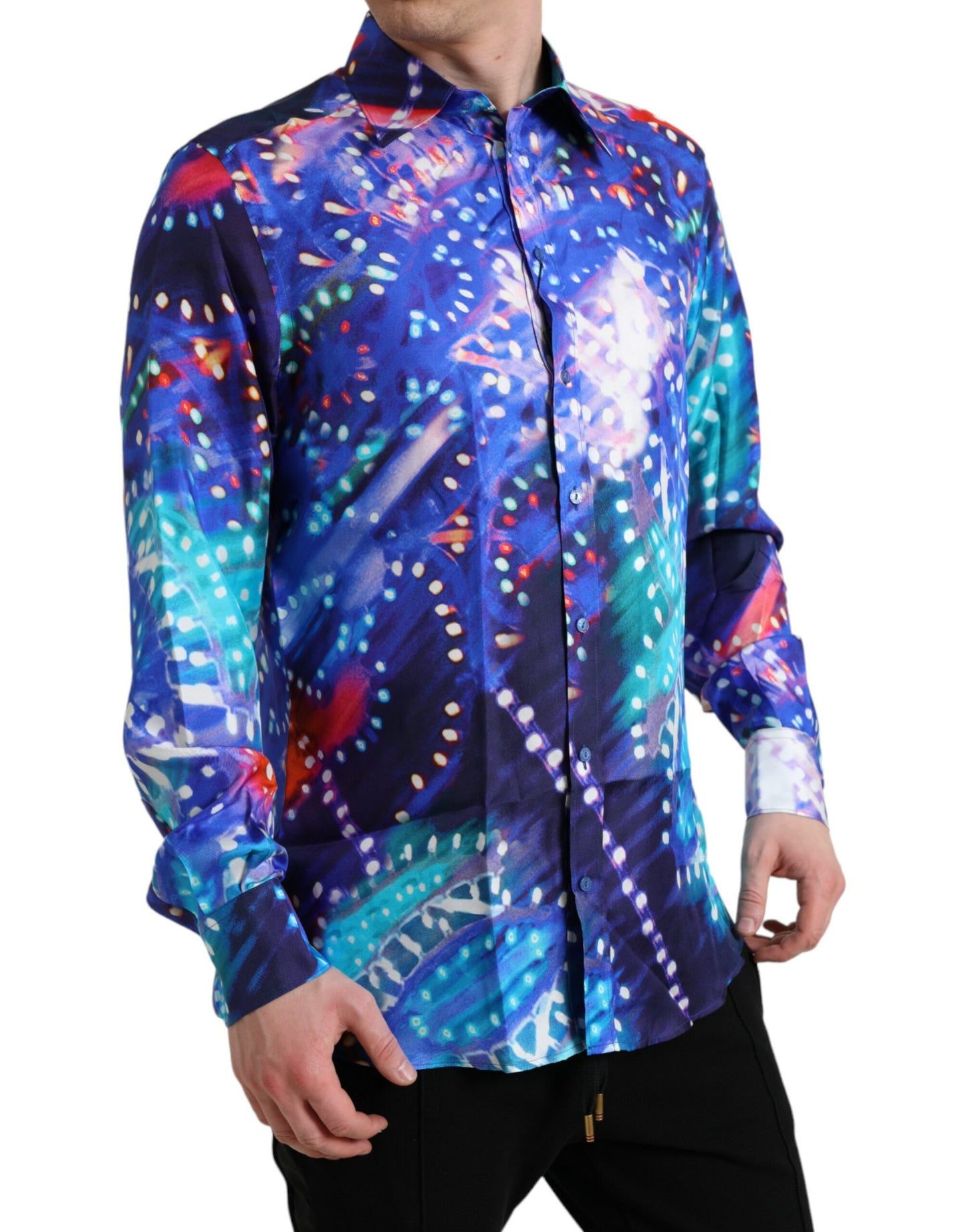 Camisa MARTINI ajustada de seda Luminarie morada