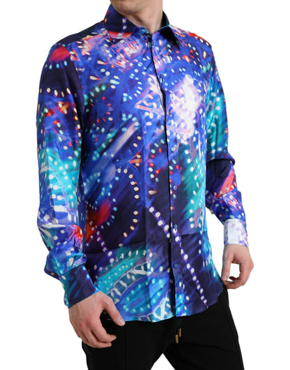 Camisa MARTINI ajustada de seda Luminarie morada