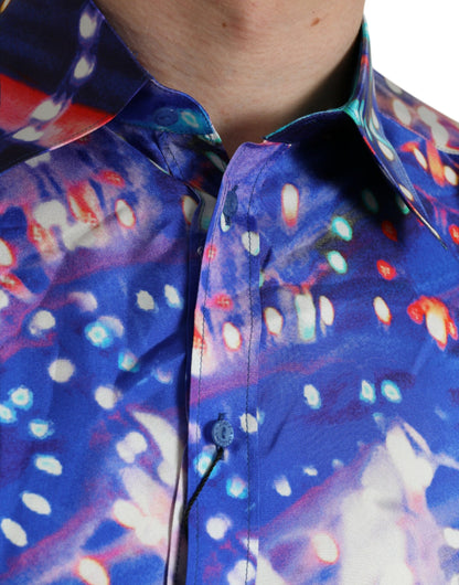 Camisa MARTINI ajustada de seda Luminarie morada