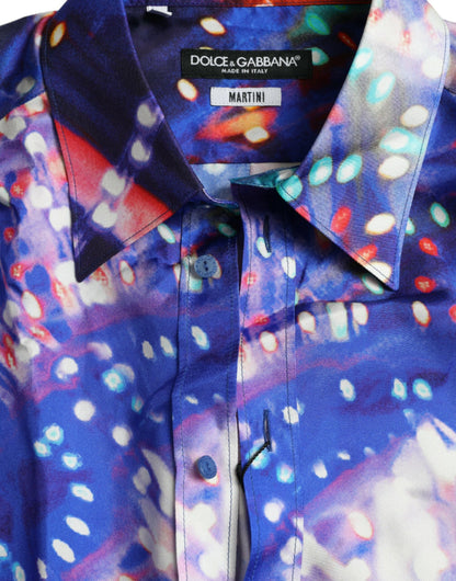 Camisa MARTINI ajustada de seda Luminarie morada