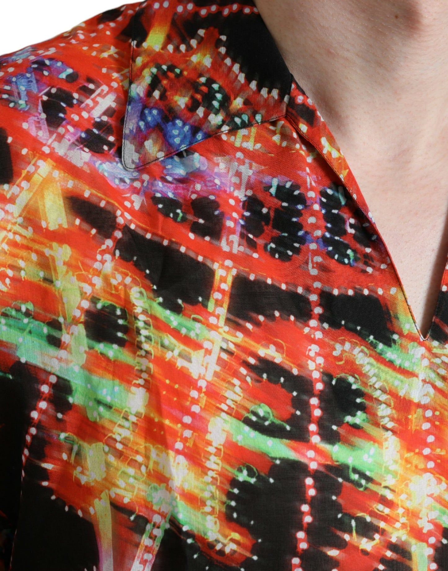 Camiseta de algodón con estampado de luminarias multicolor