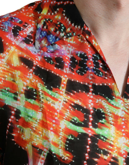 Camiseta de algodón con estampado de luminarias multicolor