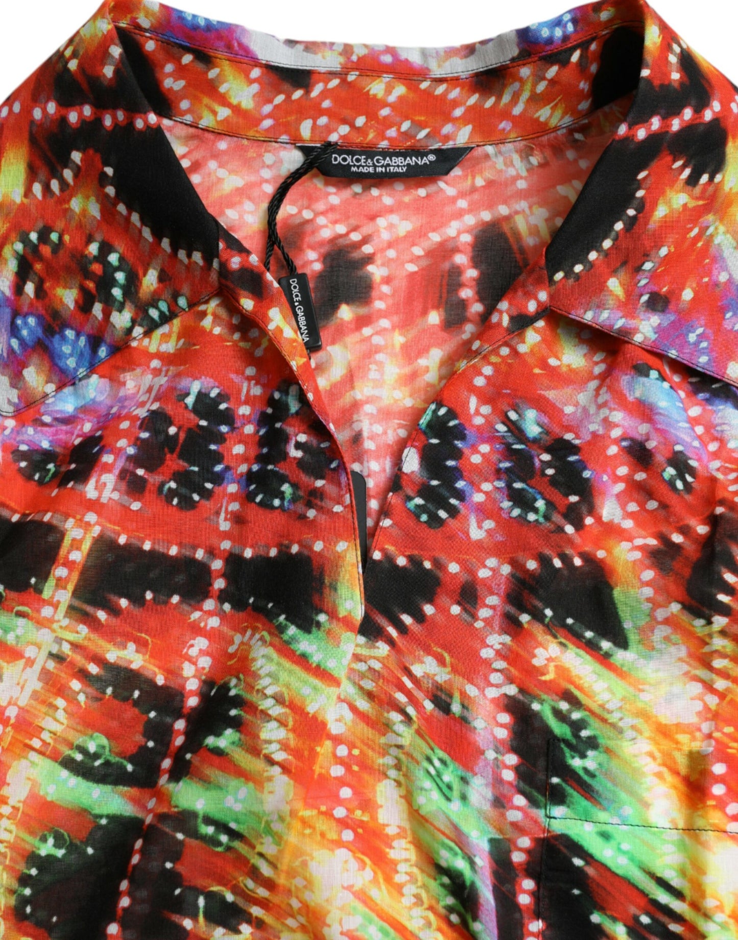 Camiseta de algodón con estampado de luminarias multicolor