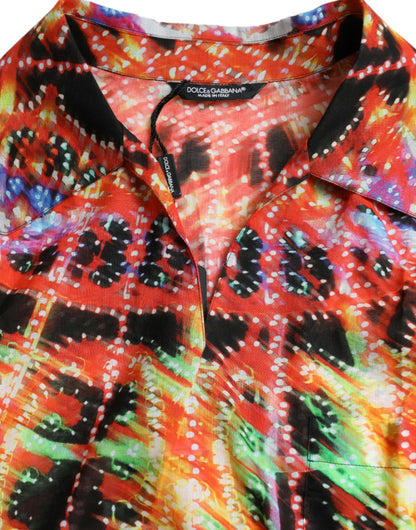 Camiseta de algodón con estampado de luminarias multicolor