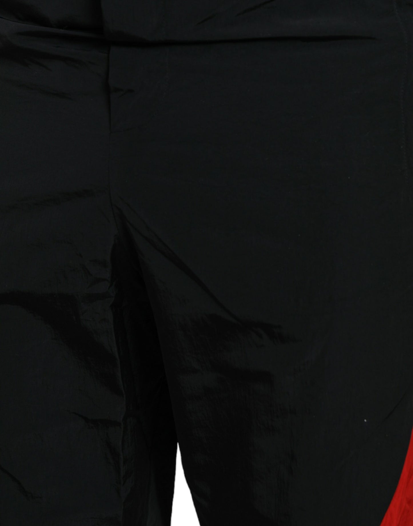 Pantalones deportivos de nailon con estampado de leopardo en negro y rojo