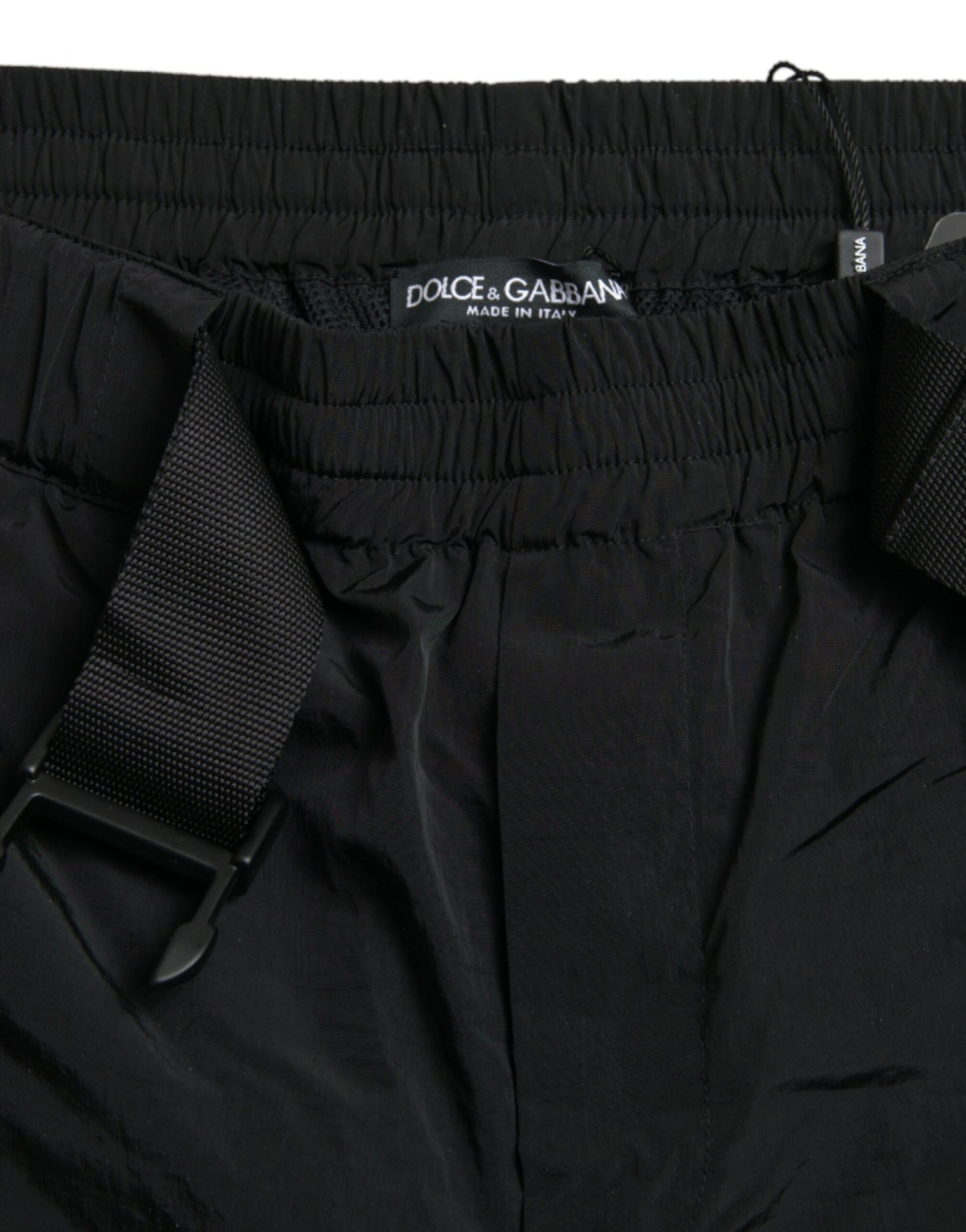 Pantalones deportivos de nailon con estampado de leopardo en negro y rojo