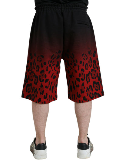 Bermudas de algodón con estampado de leopardo rojo