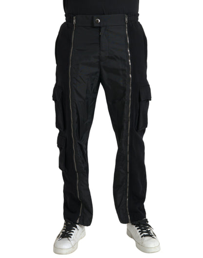 Pantalones ajustados de mezcla de algodón negro
