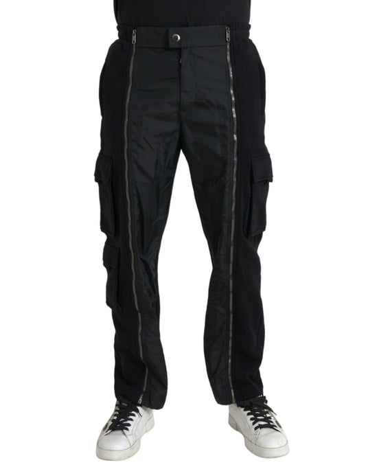 Pantalones ajustados de mezcla de algodón negro