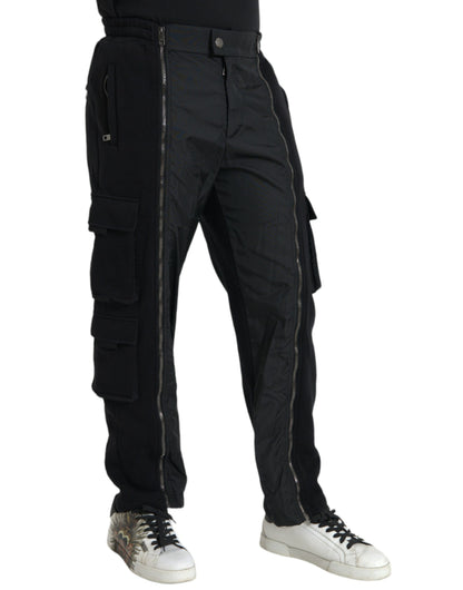Pantalones ajustados de mezcla de algodón negro