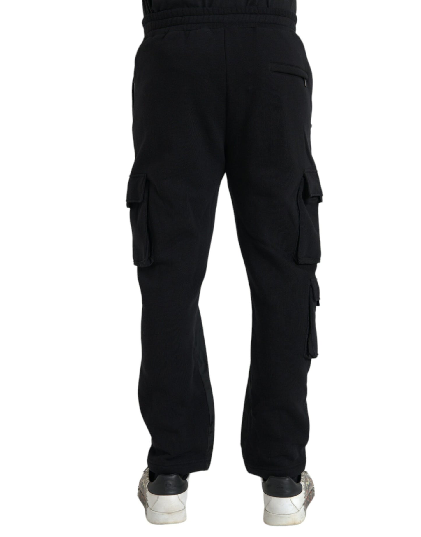 Pantalones ajustados de mezcla de algodón negro