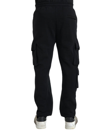 Pantalones ajustados de mezcla de algodón negro