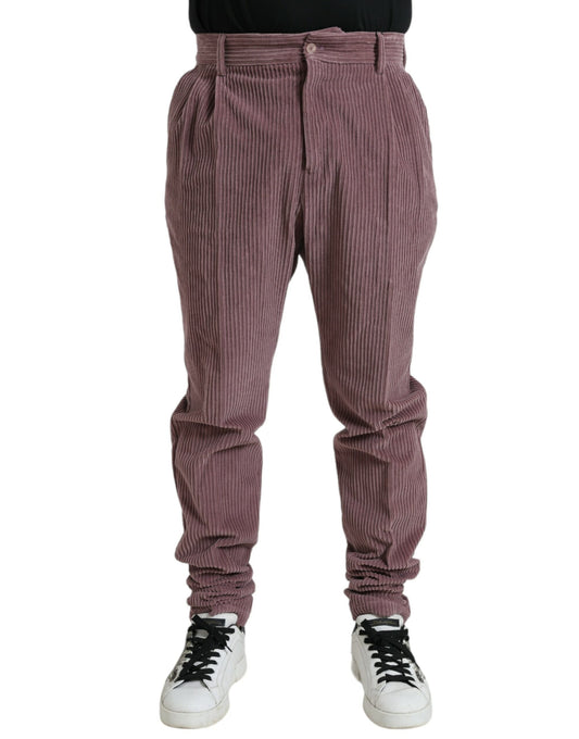 Pantalones pitillo elásticos de algodón y pana morados