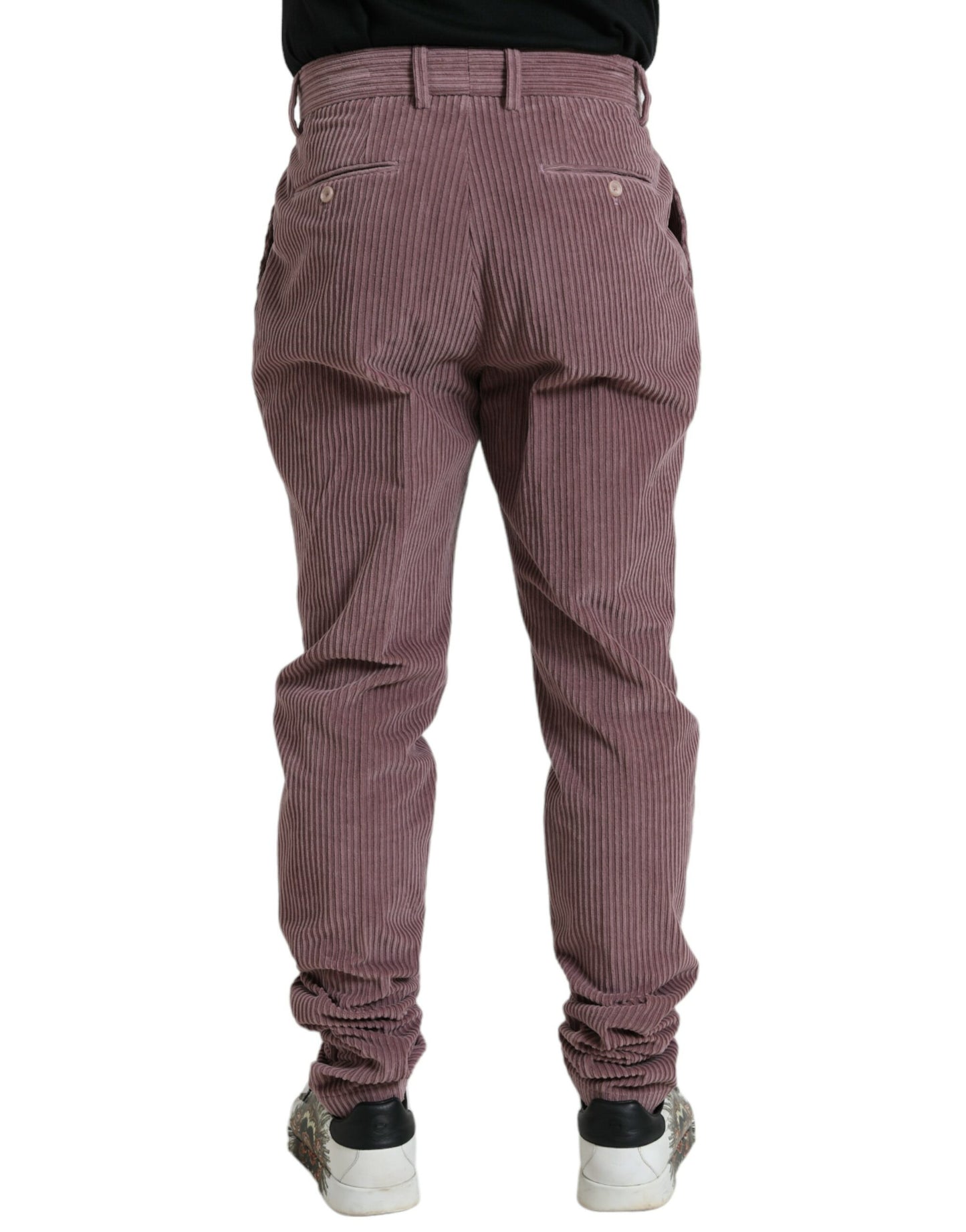 Pantalones pitillo elásticos de algodón y pana morados
