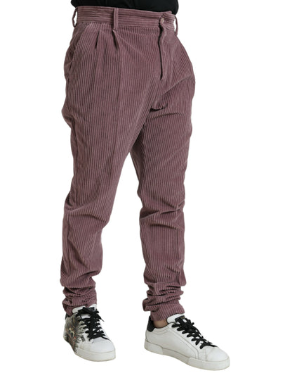 Pantalones pitillo elásticos de algodón y pana morados