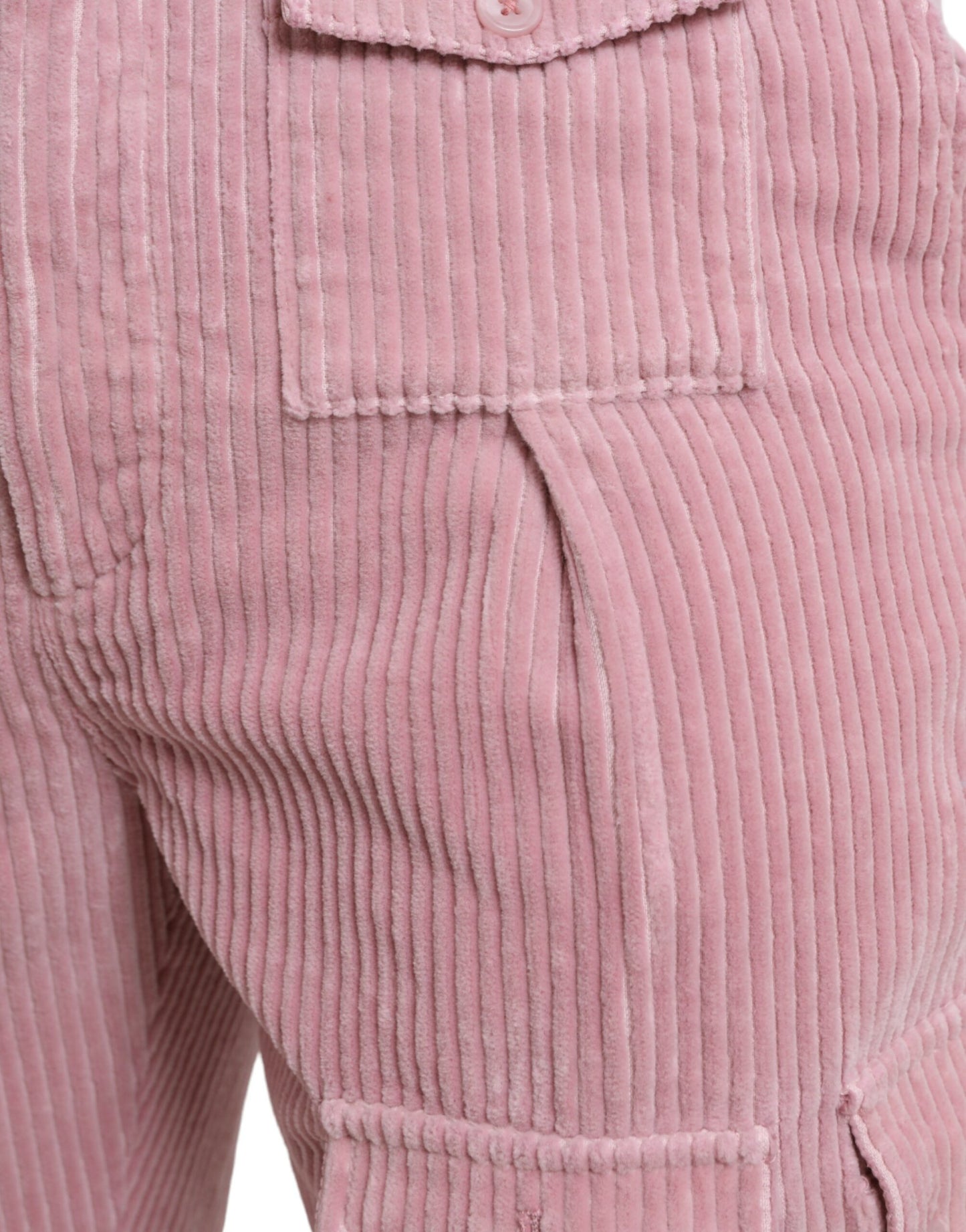 Vaqueros cargo ajustados de pana de algodón elástico en color rosa