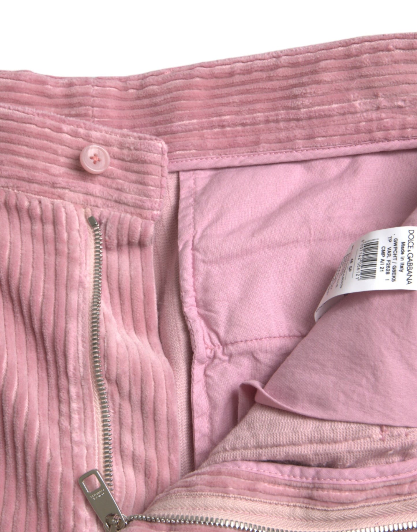Vaqueros cargo ajustados de pana de algodón elástico en color rosa