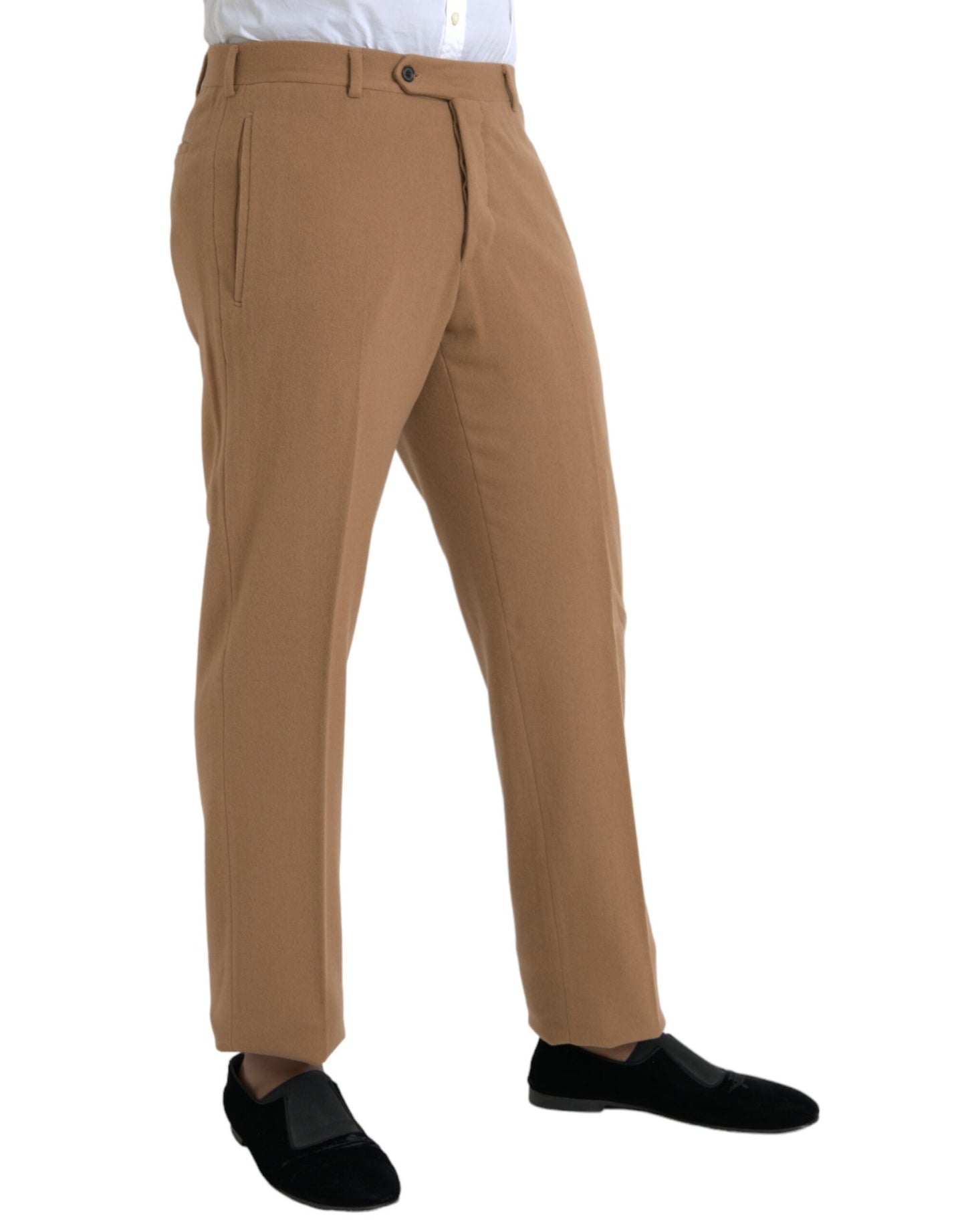 Pantalones de vestir rectos de cachemir beige para hombre