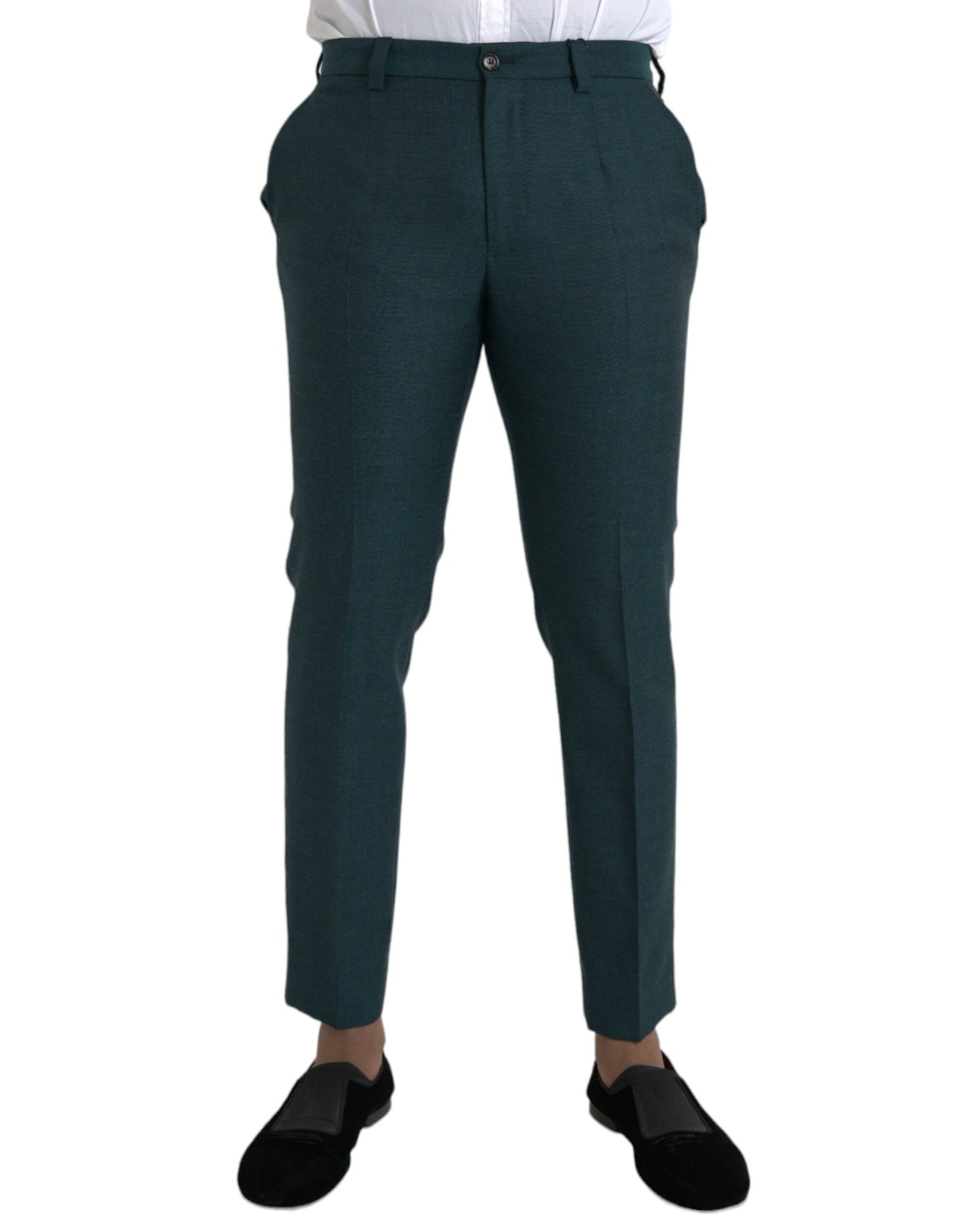 Pantalones de vestir ajustados de lana verde