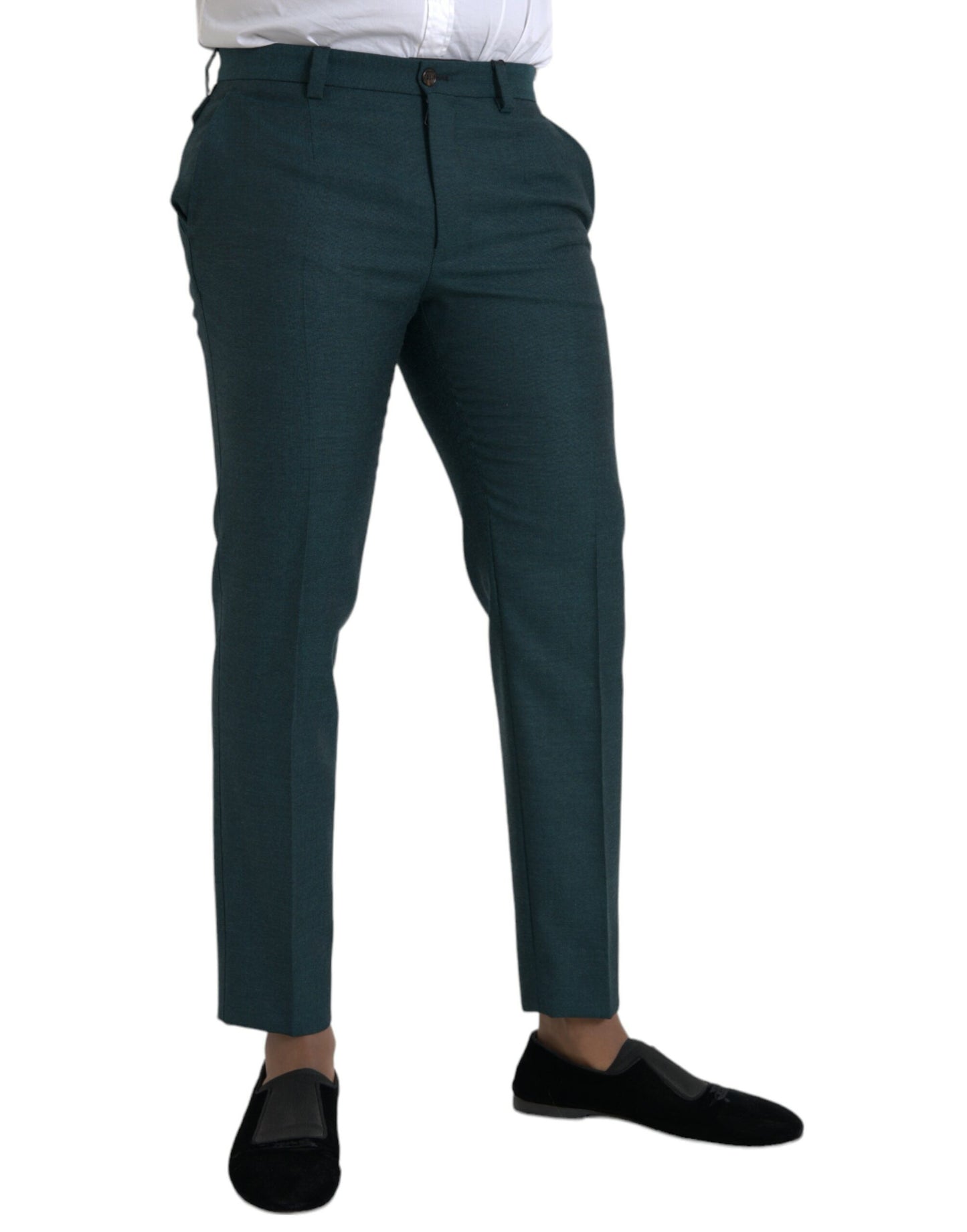 Pantalones de vestir ajustados de lana verde