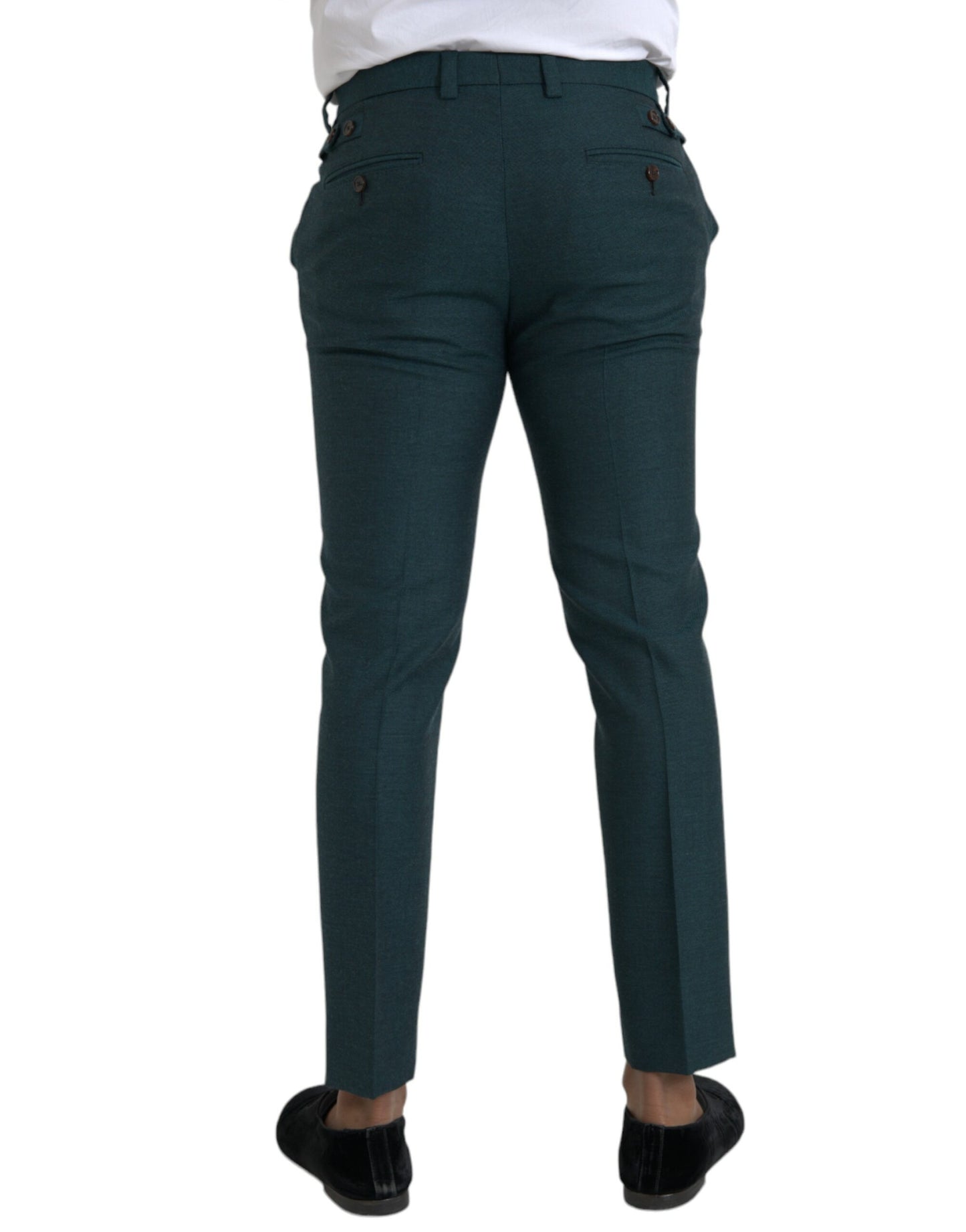 Pantalones de vestir ajustados de lana verde