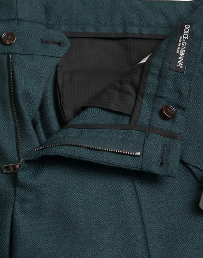 Pantalones de vestir ajustados de lana verde