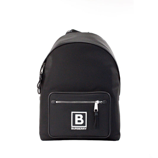 Mochila de hombro de nailon negro con sello de la marca Abbeydale