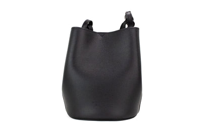 Bolso de mano Lorne pequeño tipo cubo de piel con cuadros Haymarket en negro
