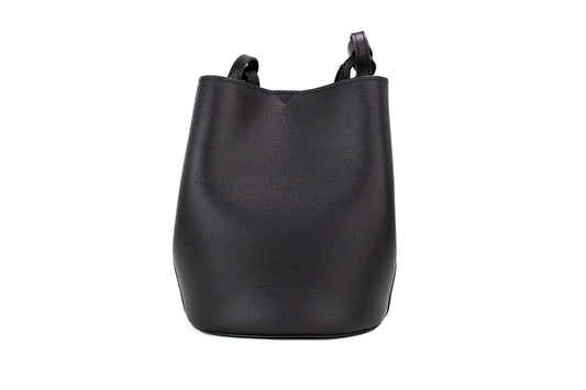 Bolso de mano Lorne pequeño tipo cubo de piel con cuadros Haymarket en negro
