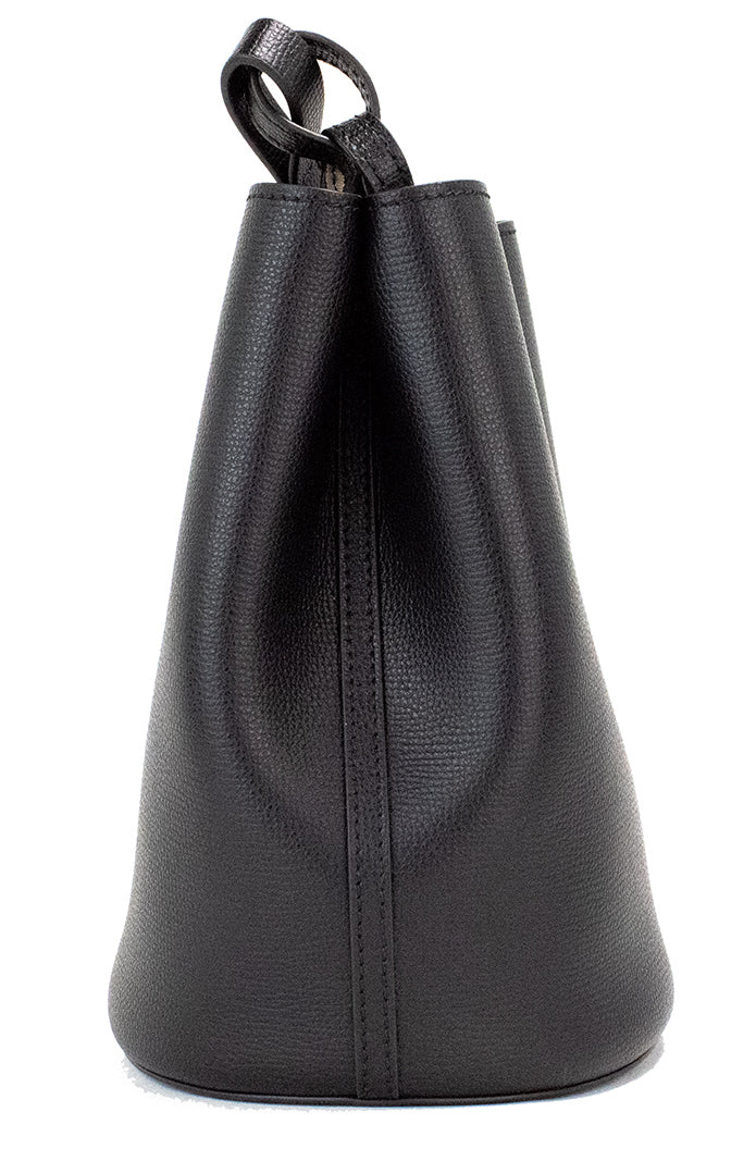 Bolso de mano Lorne pequeño tipo cubo de piel con cuadros Haymarket en negro