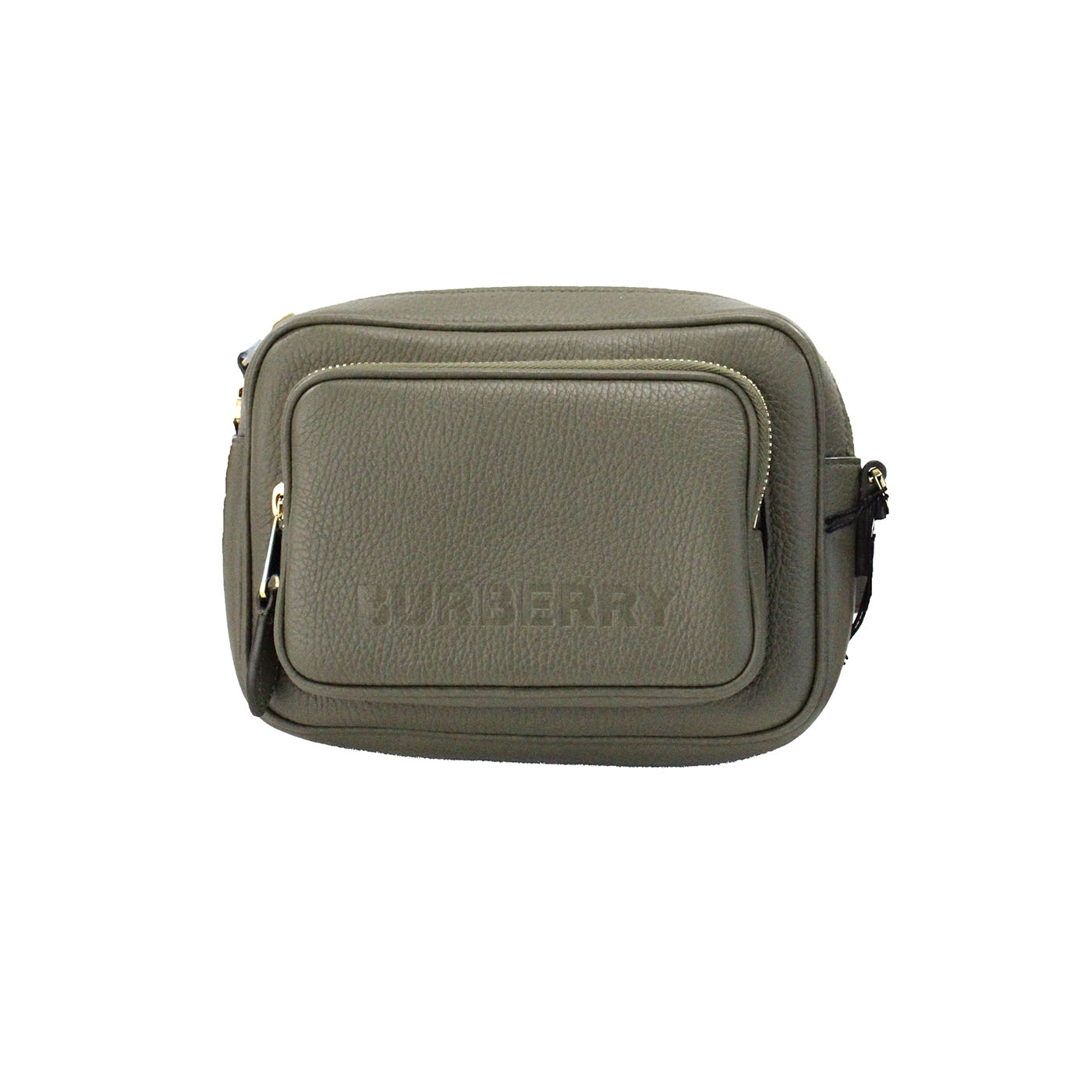 Bolso bandolera pequeño para cámara de piel granulada verde helecho oscuro de marca