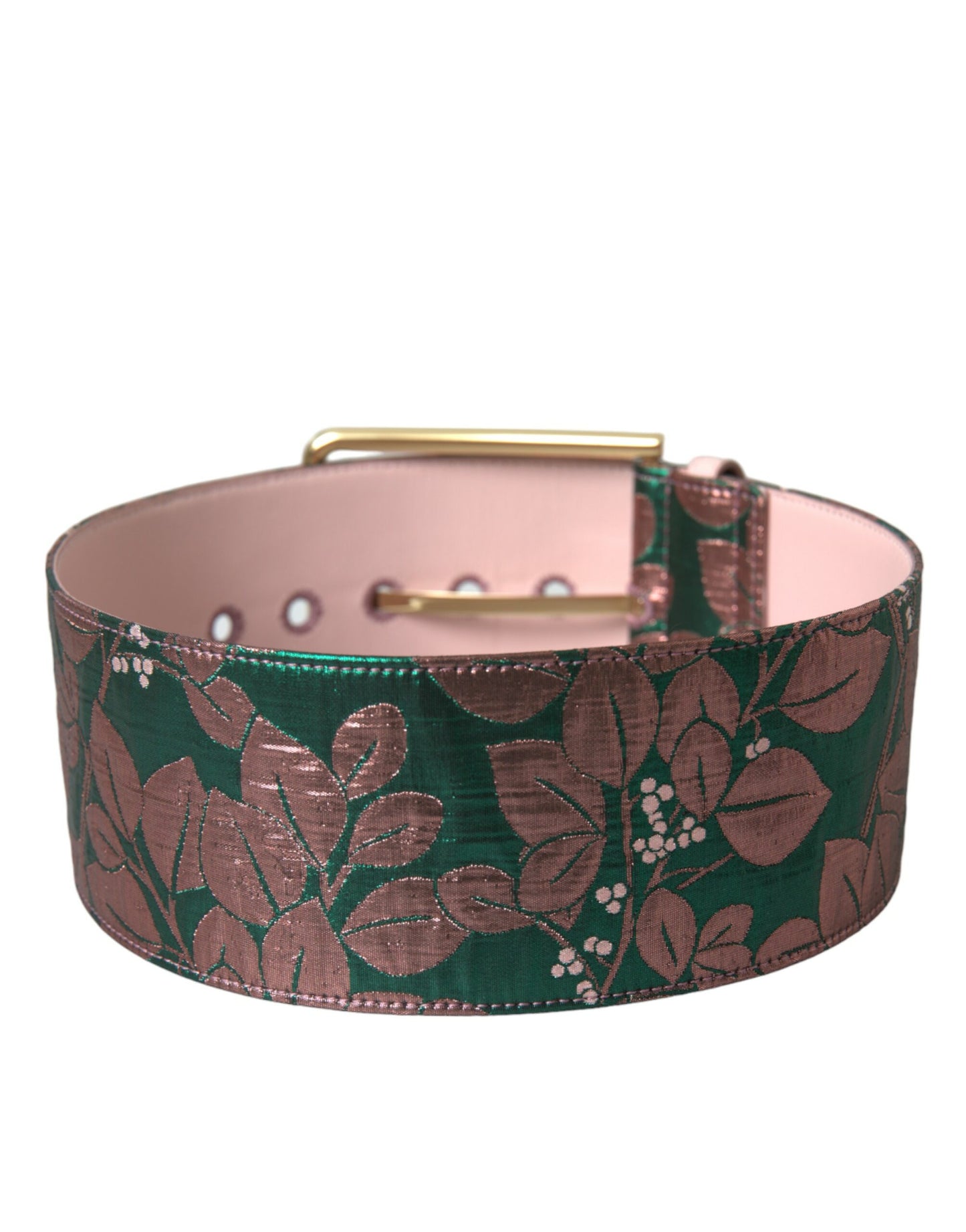 Cinturón con hebilla dorada de lúrex y jacquard floral multicolor