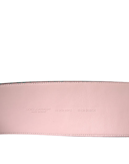 Cinturón con hebilla dorada de lúrex y jacquard floral multicolor